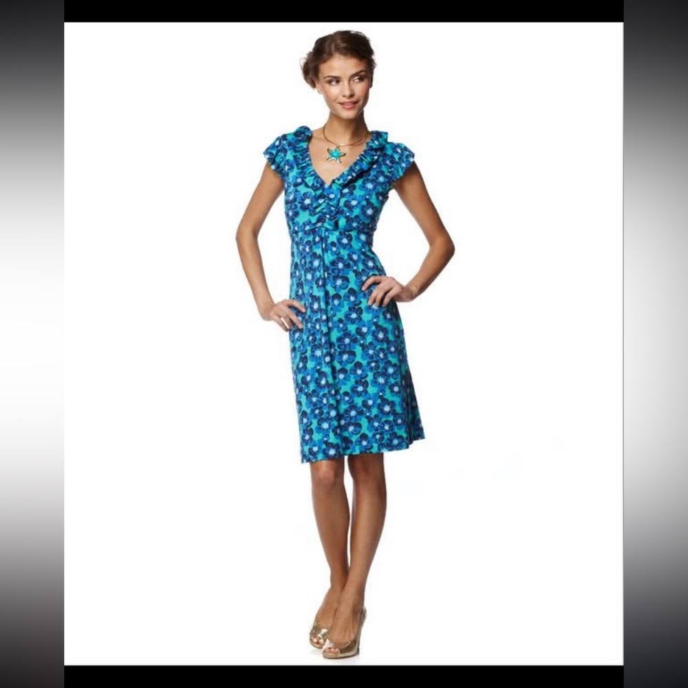 Lilly Pulitzer Ruffled Clare Dress in the "Lagoon Green Build Me Up" print